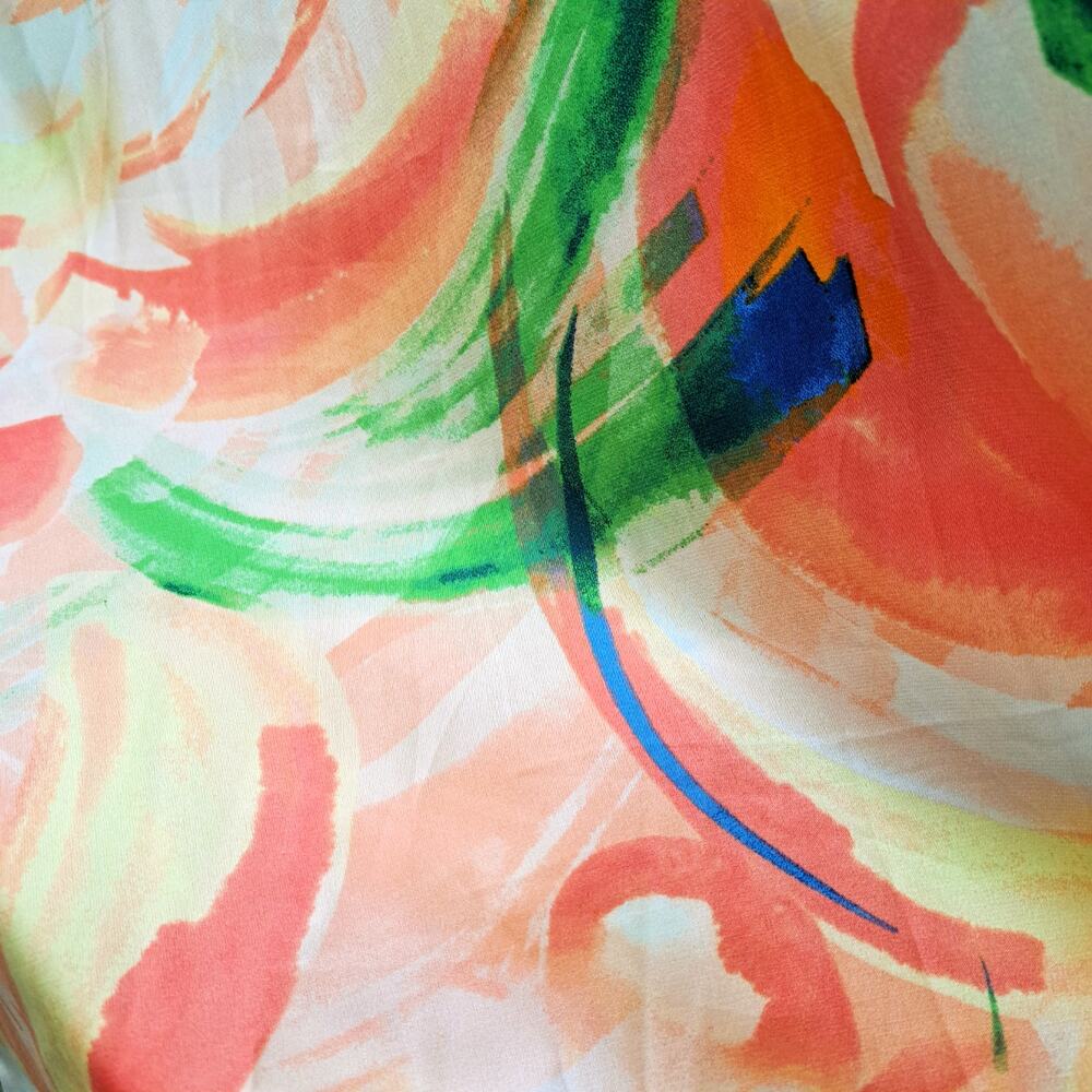 Nicole Miller Satin Sleeveless Maxi Dress Size Large Multicolor Abstract Print - Picture 7 of 10